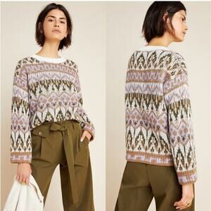 Anthropologie | Women's Chunky Wool Blend Multicolor Fabiana Sweater Sz XS